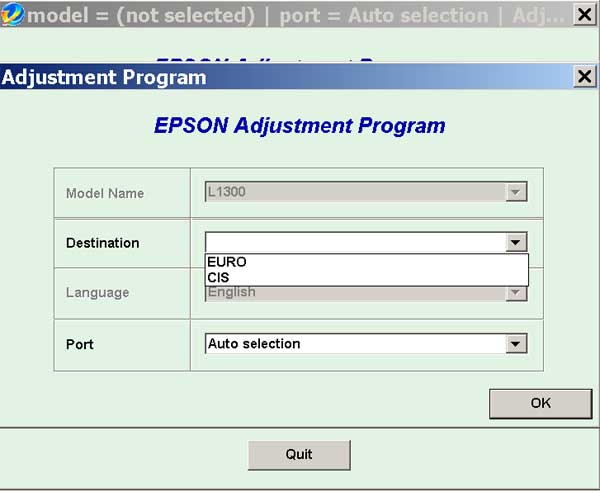 Epson <b>L1300 </b> (EURO, CIS) Ver.1.0.0 Service Adjustment Program