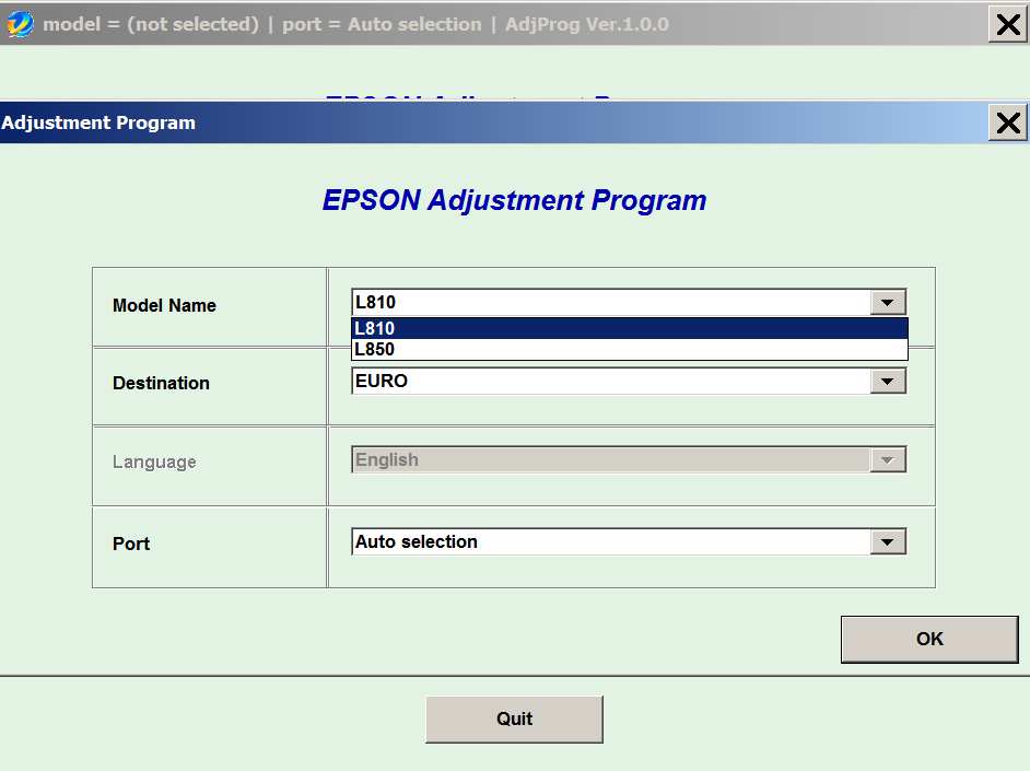 Epson <b>L810, L850 </b> (EURO, CIS) Ver.1.0.0 Service Adjustment Program  <font color=red>New!</font>