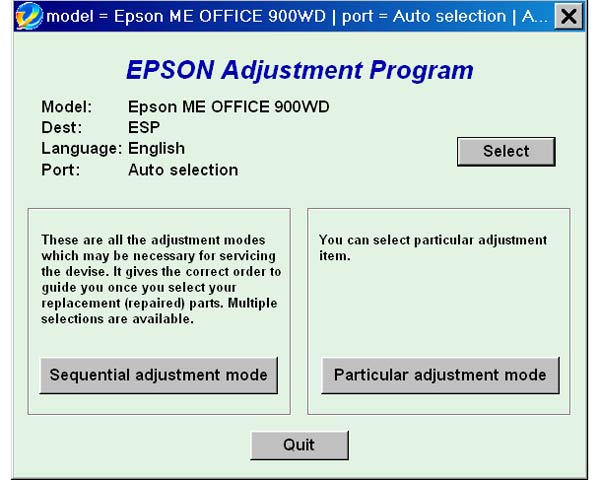 Epson <b>ME900WD</b> Service Adjustment Program