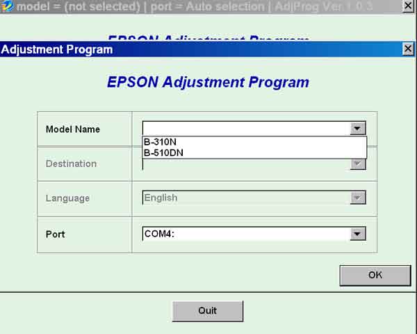 Epson <b>B310N, B510DN</b> (EURO) Ver.1.0.3 Service Adjustment Program