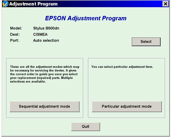 Epson <b>B500dn</b> Service Adjustment Program