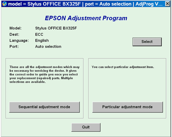 Epson <b>BX325F</b> Service Adjustment Program