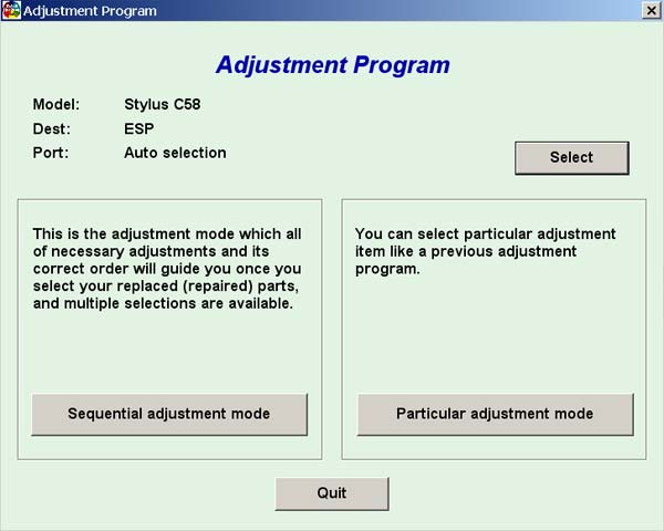 Epson C58 Service Adjustment Program