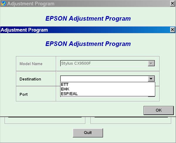 Epson <b>CX9500</b> Service Adjustment Program