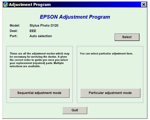 Epson <b>D120</b> Service Adjustment Program