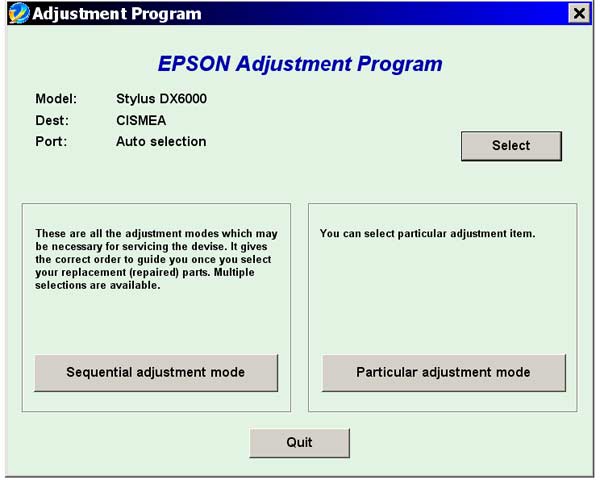 Epson <b>DX6000, DX6050</b>  Service Adjustment Program