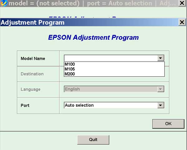 Epson <b>WorkForce M100, M105, M200</b> (EURO, CIS) Ver.1.0.0 Service Adjustment Program
