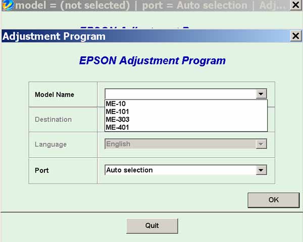Epson <b>ME-10, ME-101, ME-303, ME-401</b> (ECC) Ver.1.0.4 Service Adjustment Program  <font color=red>New!</font>