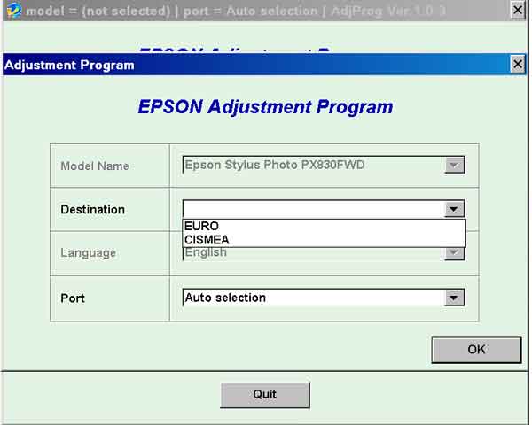 Epson <b>PX830FWD </b> (EURO, CISMEA) Ver.1.0.3 Service Adjustment Program