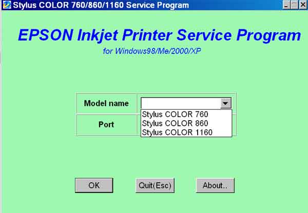 Epson Stylus Color 760, 860, 1160 Printers<br> Service Program V1.4.1 <font color=red>Updated!</font>