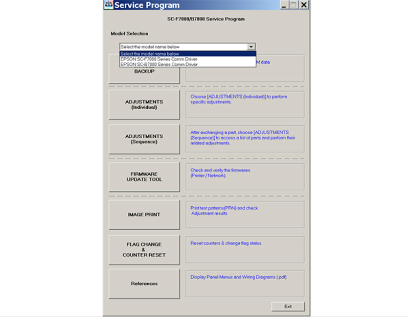 Epson <b>SureColor SC-F7000, SC-B7000</b> Service  Adjustment Program <font color=red>New!</font>