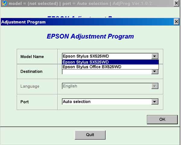 Epson <b>SX525WD, BX525WD</b> (EURO, CISMEA, South Africa) Ver.1.0.2 Service Adjustment Program  <font color=red>New!</font>