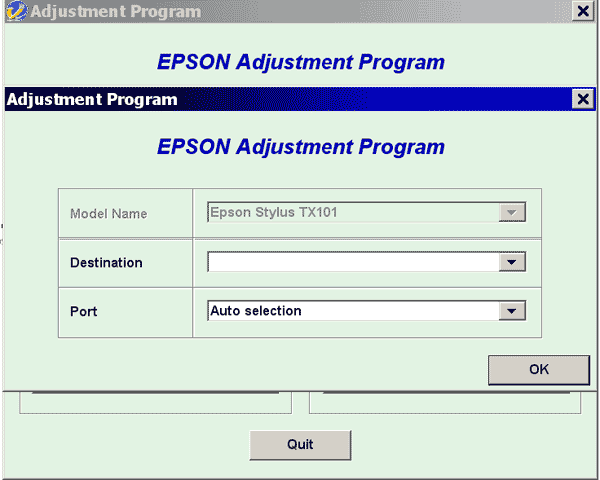 Epson <b>TX101</b> Service Adjustment Program