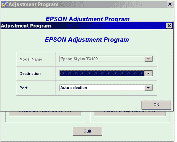 Epson <b>TX109</b> Service Adjustment Program