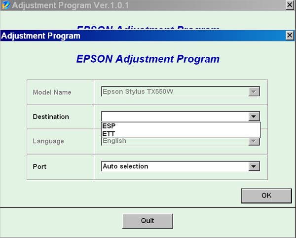 Epson <b>TX550</b> Service Adjustment Program