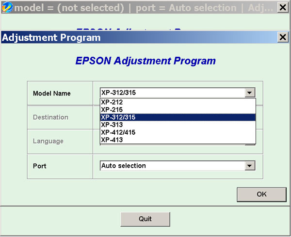 Epson <b> XP-212, XP-215, XP-312, XP-313, XP-315, XP-412, XP-413, XP-415 </b> (Euro, Belgium, CISMEA) Ver.1.0.0 Service Adjustment Program