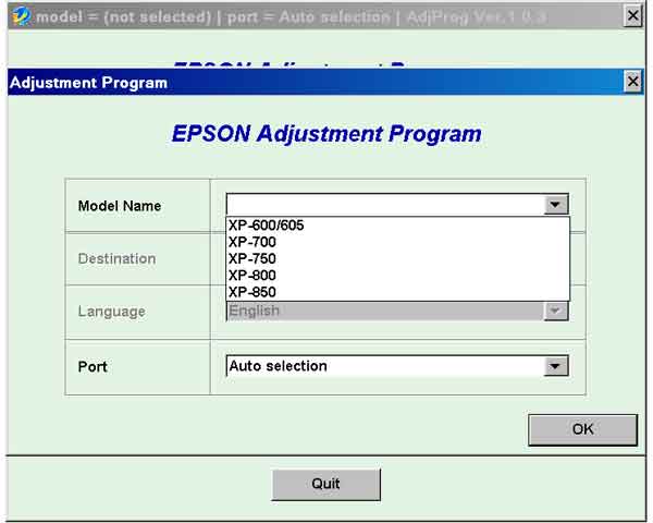 Epson <b>XP-600, XP-605, XP-700, XP-750, XP-800, XP-850  </b> (EURO, CISMEA, Belgium) Ver.1.0.3 Service Adjustment Program  <font color=red>New!</font>