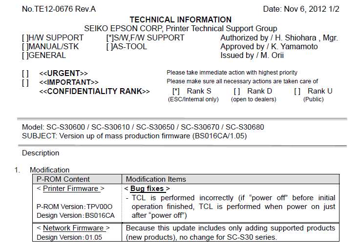 Epson Stylus SureColor SC-S30600, SC-S30610, SC-S30650, SC-S30670, SC-S30680 Firmware Update files
