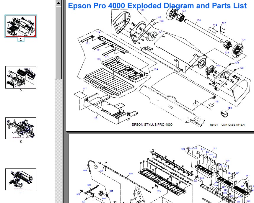 Epson Pro 4000 Exploded Diagram and Parts List