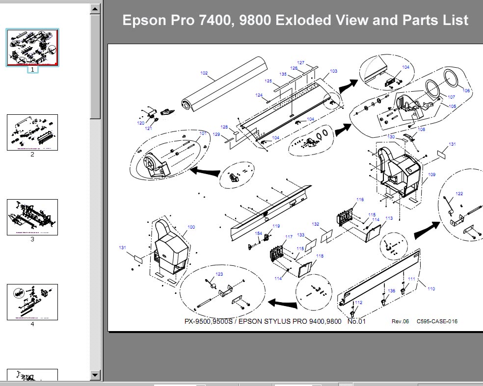 Epson Pro 7400, 9800 Exloded View and Parts List