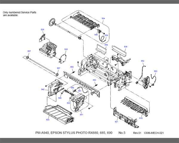 Epson RX680, RX685, RX690 Parts List <font color=red>New!</font>