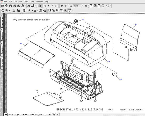 Epson Stylus T21 / T24 / T26 / T27 / S21 printers Parts List  <font color=red>New!</font>