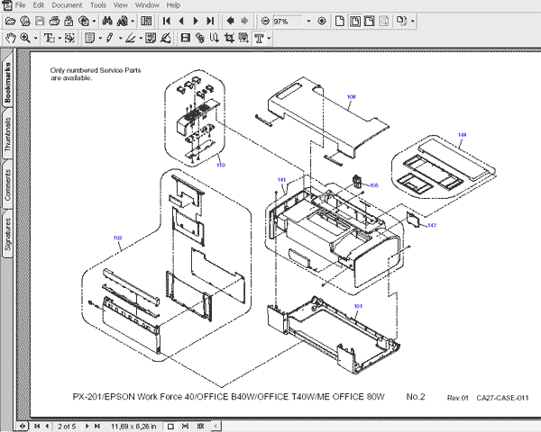 Epson Office T40W, B40W, ME OFFICE 80W, Work Force 40, PX-201  printers Parts List  <font color=red>New!</font>