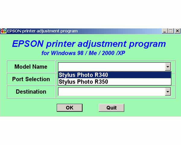 Epson R340, R350 Version 13 Service Program Epson R340, R350 Version 13 Service Program