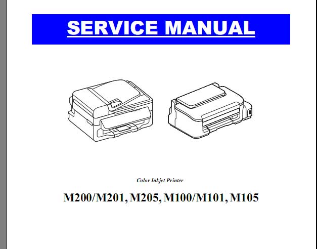 Epson <b>M100, M101, M105, M200, M201, M205</b> printers Service Manual  <font color=red>New!</font>