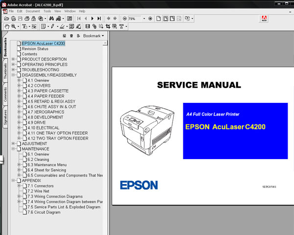 Epson AcuLaser C4200 (ALC4200) Printer<br> Service Manual and Parts List