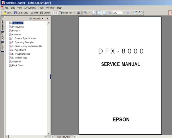 Epson DFX-8000 Printer<br> Service Manual