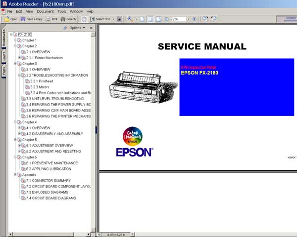 Epson FX-2180 Printer <br> Service Manual