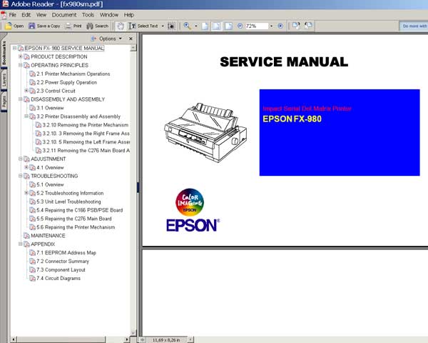 Epson FX-980 Printer<br> Service Manual