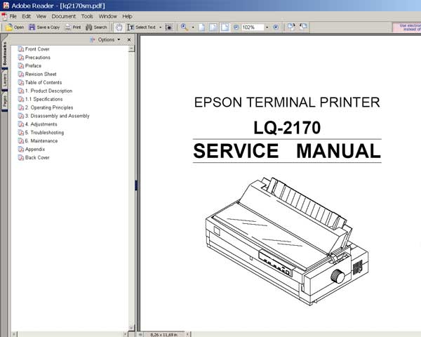 Epson LQ-2170 Printer <br>Service Manual
