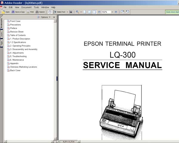 Epson LQ-300 Printer <br> Service Manual
