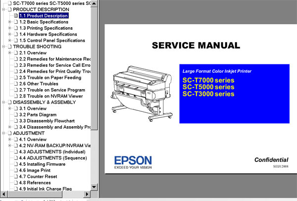 Epson Sure Color SC-T3000 Series, SC-T5000 Series, SC-T7000 Series Service Manual <font color=red>New!</font>