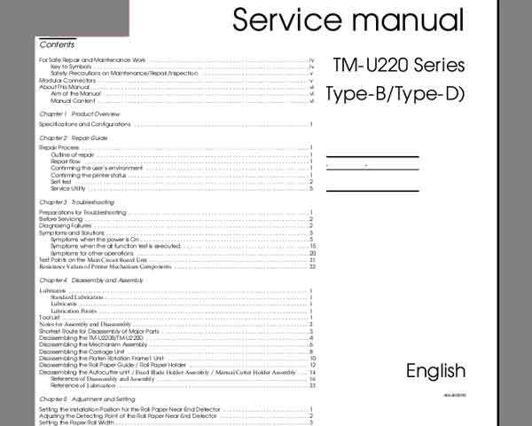 Epson TM-U220 Technical Reference Guide <font color=red>New!</font>