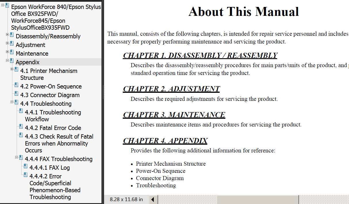 Epson <b>WorkForce 840, WorkForce 845, BX925FWD, BX935FWD</b> printers Service Manual  <font color=red>New!</font>