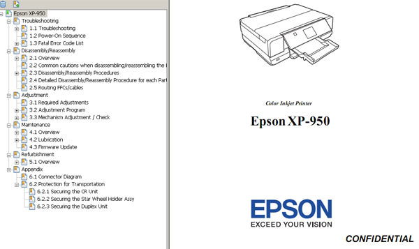 Epson <b>XP-950</b> printers Service Manual  <font color=orange>New!</font>