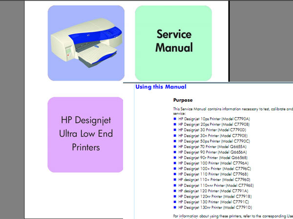 HP DesignJet 10, 20, 30, 50, 70, 90, 100, 110, 120, 130 Printer Service Manual, Parts Catalog and DDiagrams HP DesignJet 10, 20, 30, 50, 70, 90, 100, 110, 120, 130 Printer Service Manual, Parts Catalog and DDiagrams