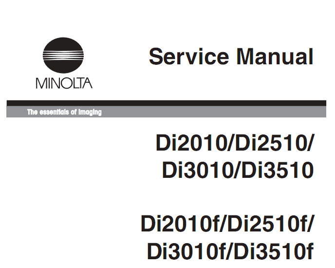 Konica Minolta Di2010, Di2510, Di3010, Di3510 Series Service Manual