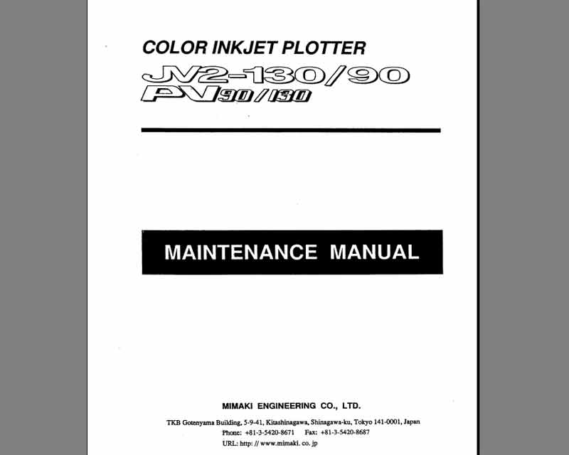 Mimaki JV2-130/90, PV90/130 Maintenace Manual