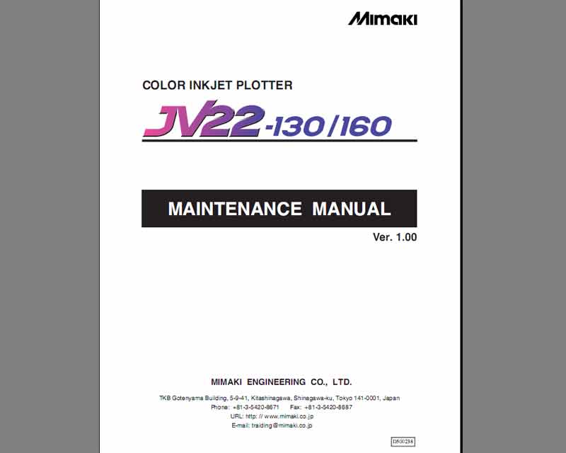Mimaki JV22-130/60 Maintenace Manual