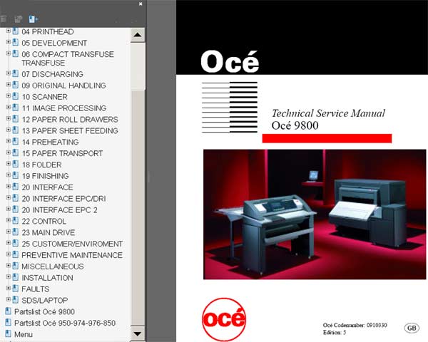 OCE 9800 User Manual<br> <font color=red>New!</font>