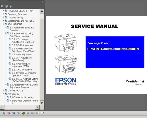 Epson B300, B500 dn, B508 DN printers Service Manual