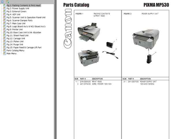 CANON MP530 Parts Catalog