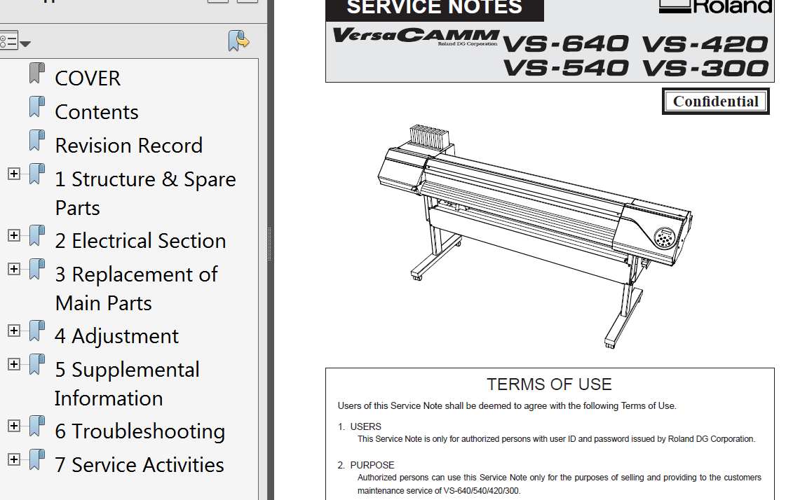 Roland VS-300, VS-420, VS-540, VS-640 Service Manual and Cirquit Diagram