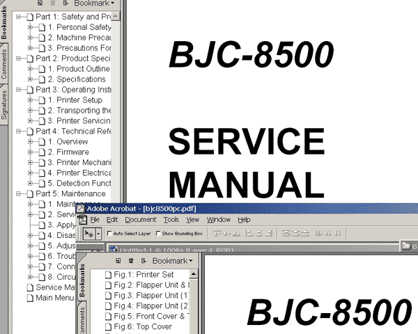 CANON BJC-8500 printer<br> Service Manual and Parts Catalog