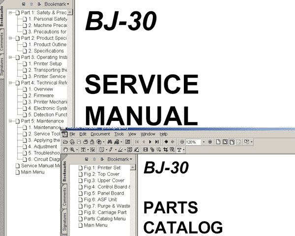 CANON BJ-30 printer Service Manual and Parts Catalog