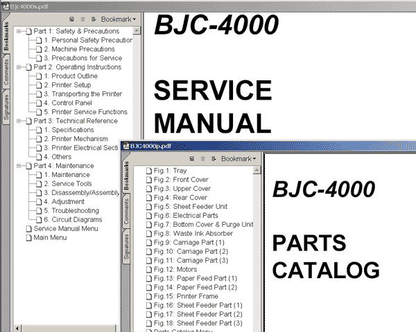 CANON BJC-4000 printer<br> Service Manual and Parts Catalog